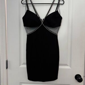 Gianni Bini Black Dress with Rhinestone Straps